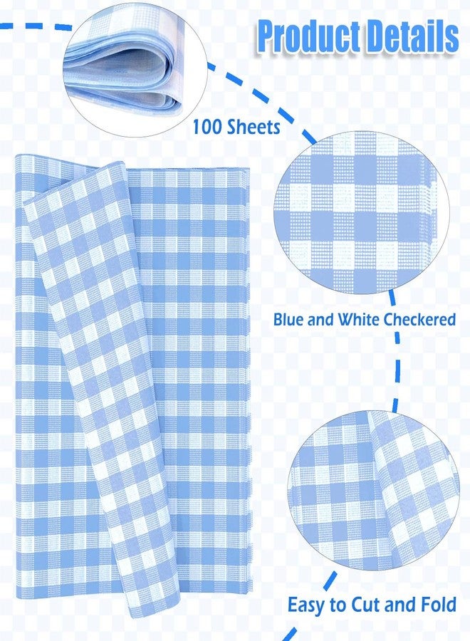 MUNILAIL 100 Sheets Gingham Tissue Paper 14 x 20 Inches Light Blue and White Checkered Tissue Paper for Gift Bags Bulk Wrapping Papers Gift Papers Tissue for Birthday Gift Packing Crafts - Image 2